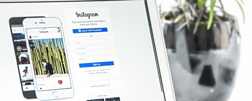 Instagram login on computer screen